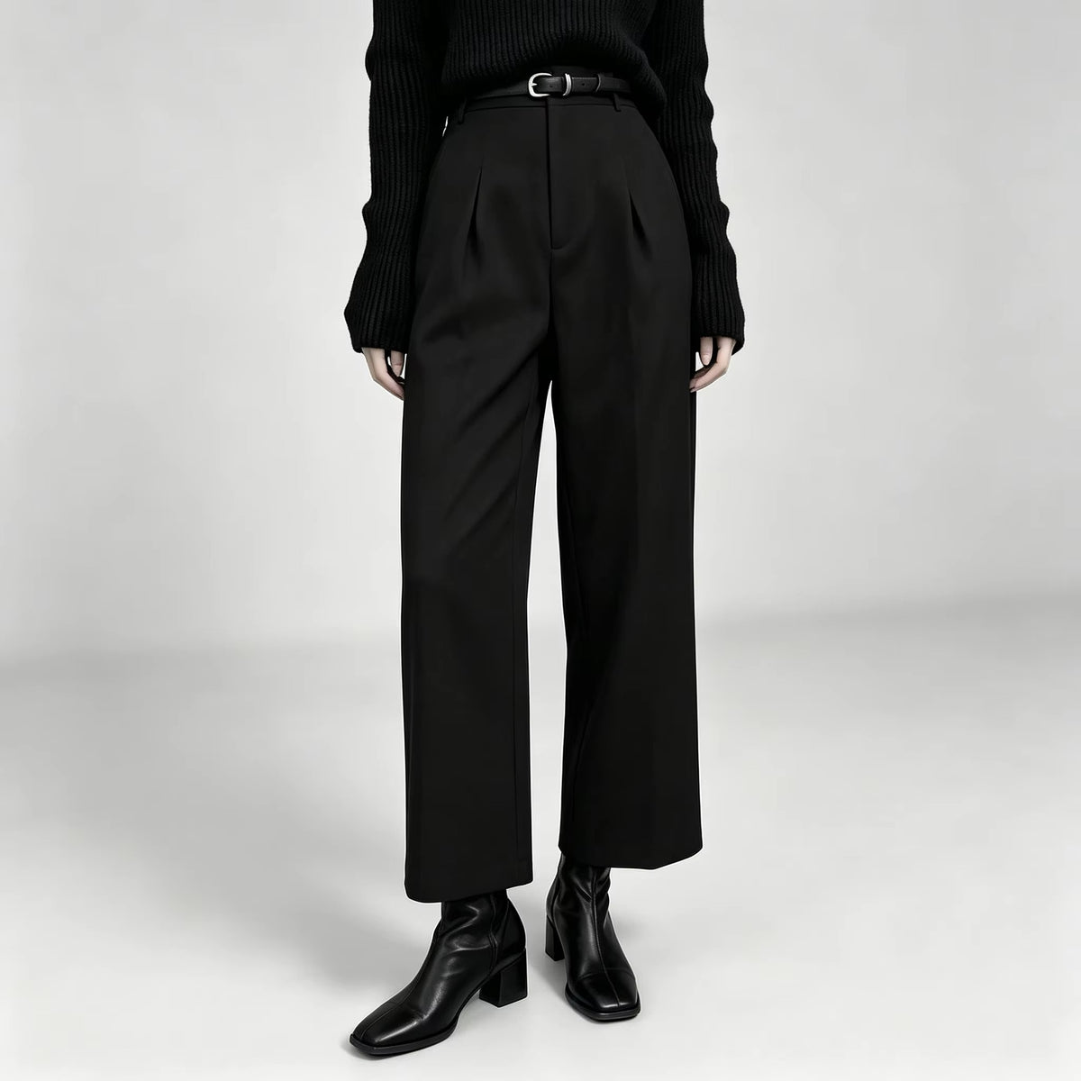Pantaloni Donna Eleganti a Vita Alta con Pince e Gamba Ampia – Stile Sartoriale e Comfort – Elisa