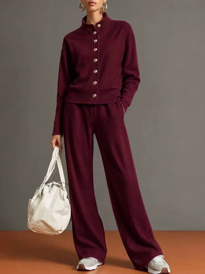 Completo Donna con Giacca a Bottoni e Pantaloni Palazzo – Eleganza Casual e Comfort – Vittoria