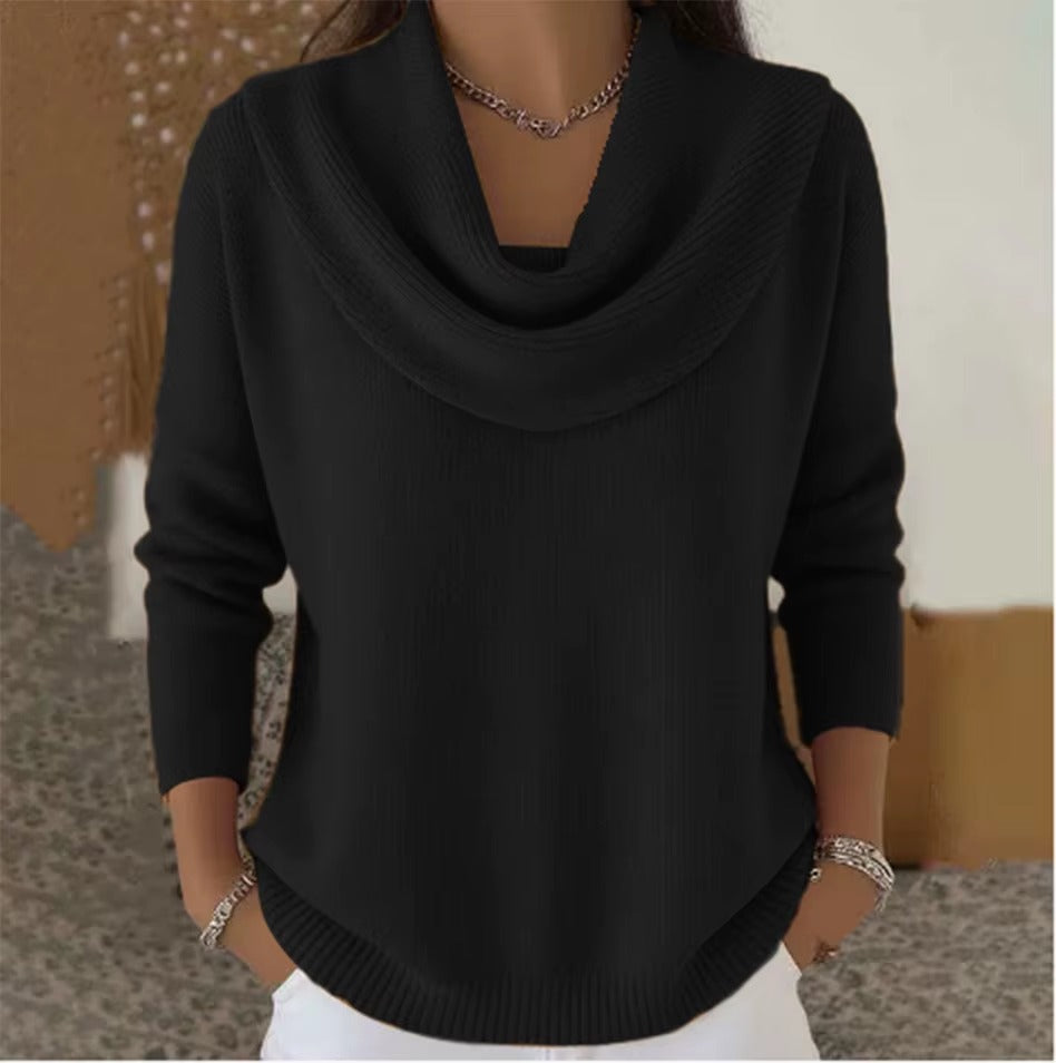 Maglione Donna Morbido con Collo Drappeggiato – Eleganza Luminosa per Ogni Giorno