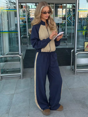 Completo Donna con Felpa con Zip e Pantaloni a Gamba Larga – Linee Strutturate e Comfort – Diana