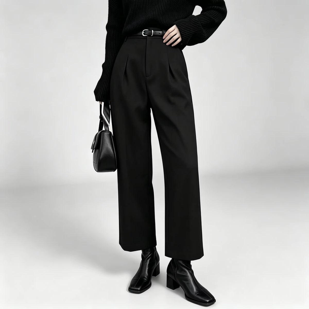 Pantaloni Donna Eleganti a Vita Alta con Pince e Gamba Ampia – Stile Sartoriale e Comfort – Elisa