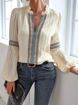 Camicia Bohémien a Manica Lunga con Dettagli Tribali