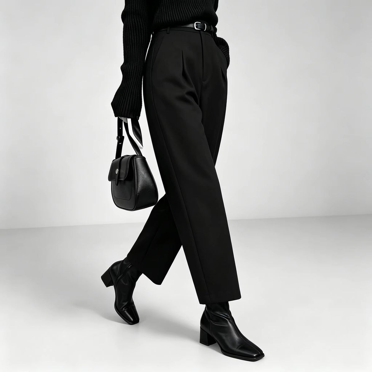 Pantaloni Donna Eleganti a Vita Alta con Pince e Gamba Ampia – Stile Sartoriale e Comfort – Elisa