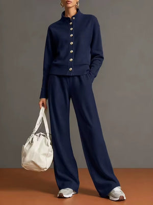 Completo Donna con Giacca a Bottoni e Pantaloni Palazzo – Eleganza Casual e Comfort – Vittoria