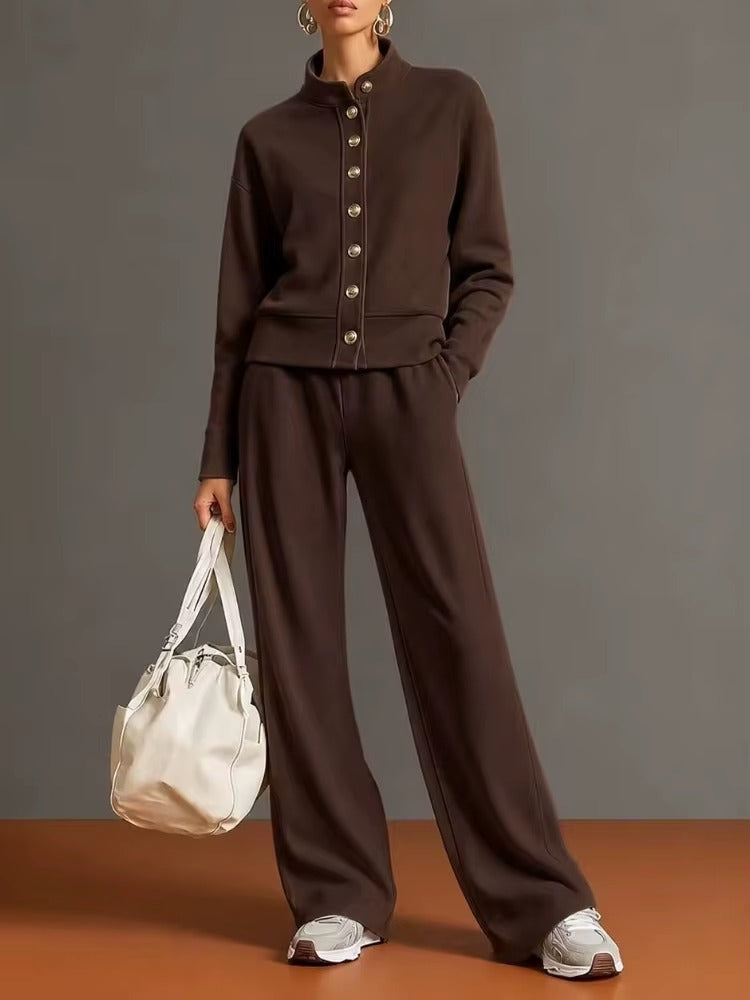 Completo Donna con Giacca a Bottoni e Pantaloni Palazzo – Eleganza Casual e Comfort – Vittoria