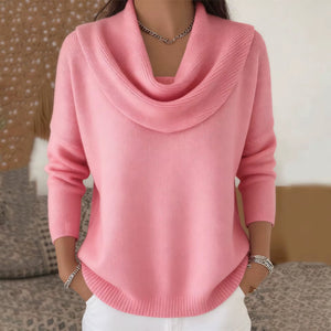 Maglione Donna Morbido con Collo Drappeggiato – Eleganza Luminosa per Ogni Giorno