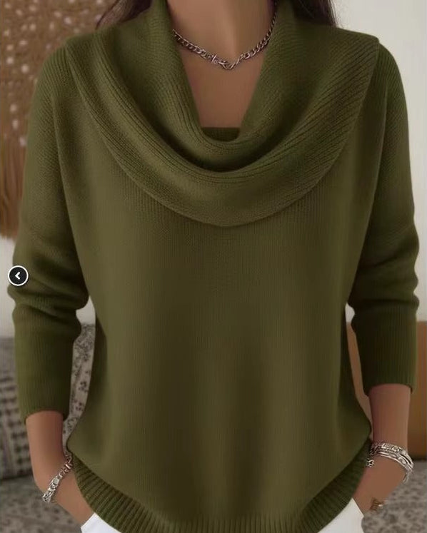 Maglione Donna Morbido con Collo Drappeggiato – Eleganza Luminosa per Ogni Giorno