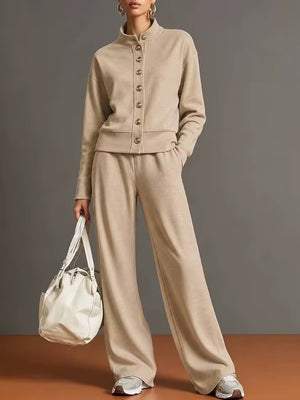 Completo Donna con Giacca a Bottoni e Pantaloni Palazzo – Eleganza Casual e Comfort – Vittoria
