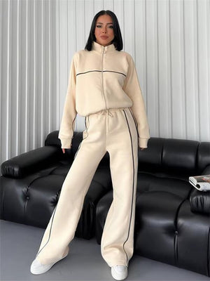 Completo Donna Sportivo con Felpa con Zip e Pantaloni a Gamba Larga – Comfort e Stile Athleisure – Chiara