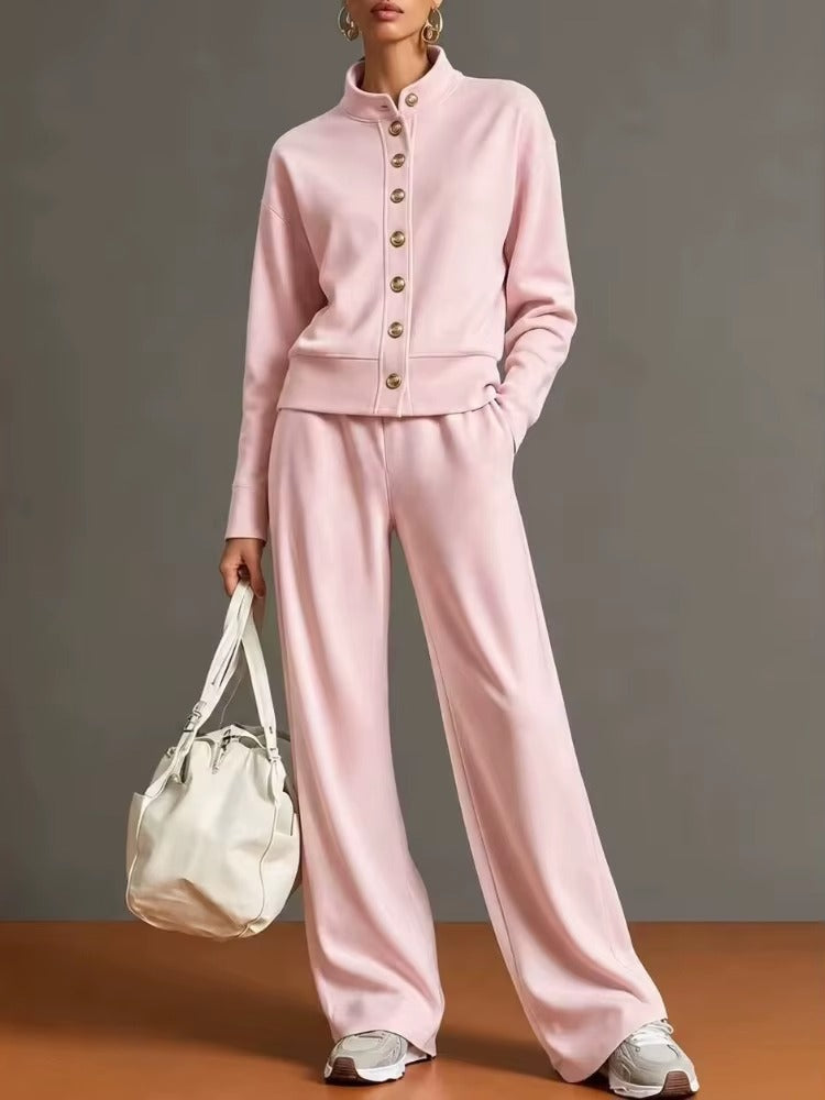 Completo Donna con Giacca a Bottoni e Pantaloni Palazzo – Eleganza Casual e Comfort – Vittoria
