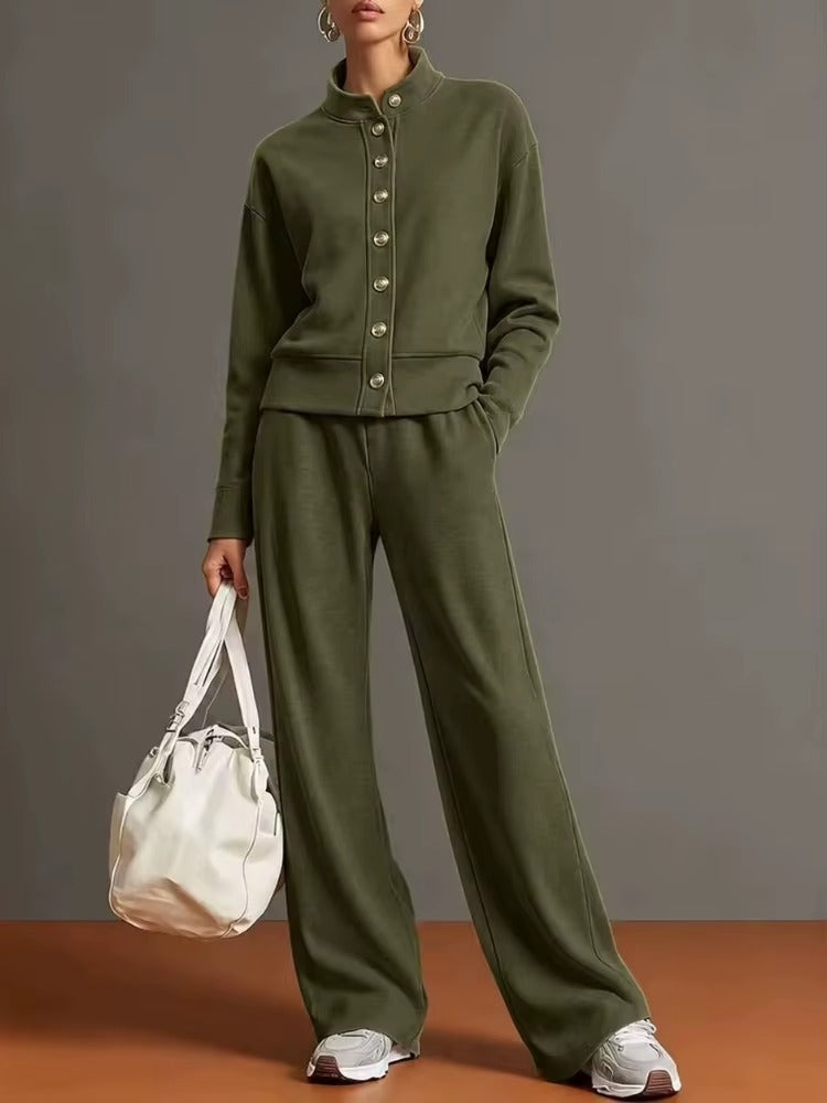 Completo Donna con Giacca a Bottoni e Pantaloni Palazzo – Eleganza Casual e Comfort – Vittoria