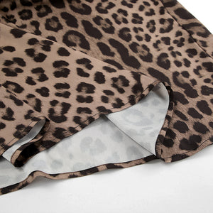 Gonna Satinata Stampa Leopardo