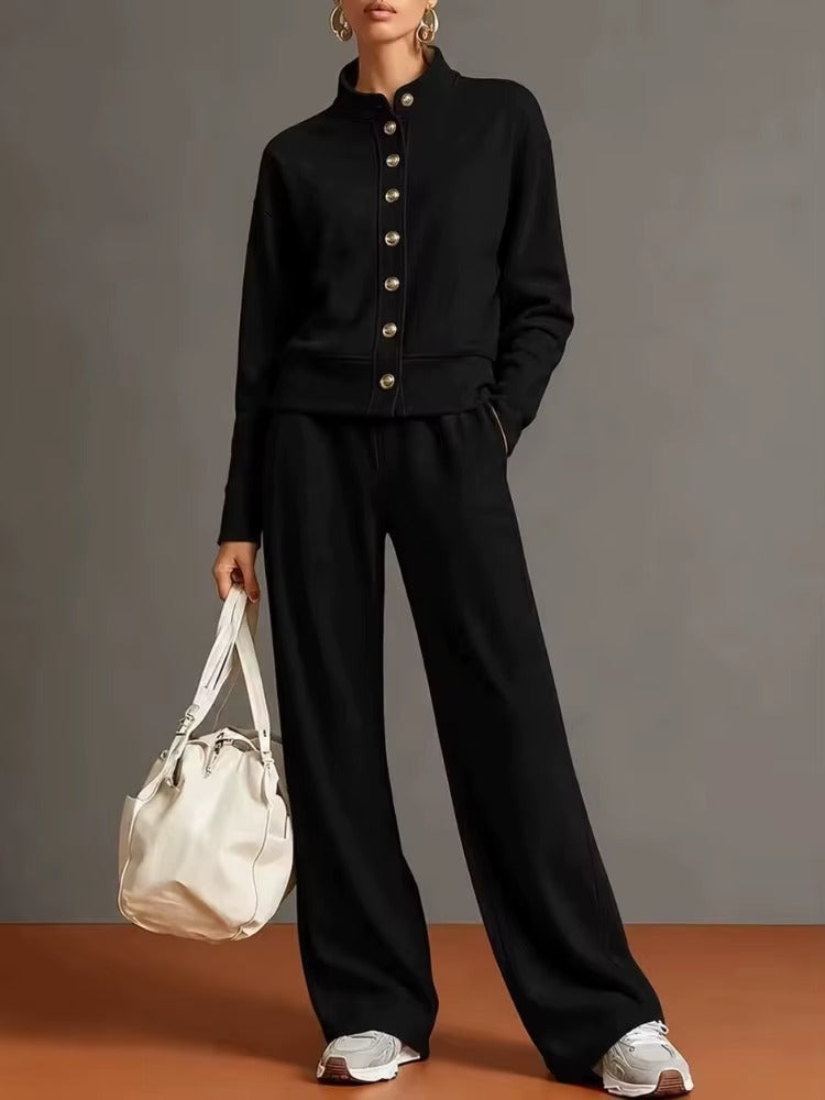 Completo Donna con Giacca a Bottoni e Pantaloni Palazzo – Eleganza Casual e Comfort – Vittoria