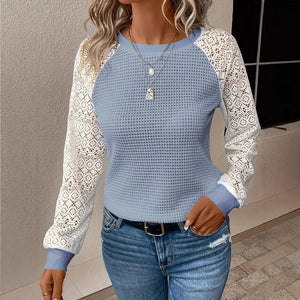 Maglia Donna con Maniche in Pizzo e Girocollo – Eleganza Romantica e Leggera – Valentina