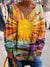 Maglione Oversize con Stampa Sole Radiante, Design Boho Chic, Tessuto Morbido, Vestibilità Comoda e Leggera. Pullover Colorato, Stile Casual e Versatile.