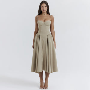 Vestito Bridget Midi con Corpetto e Spalline Sottili