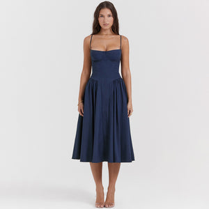 Vestito Bridget Midi con Corpetto e Spalline Sottili