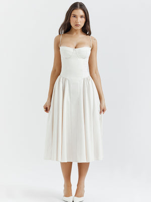 Vestito Bridget Midi con Corpetto e Spalline Sottili