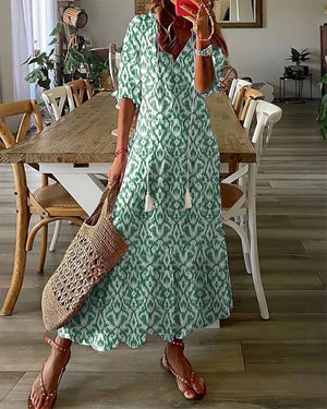 Vestito Lungo Estivo con Stampa Boho