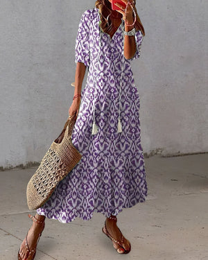 Vestito Lungo Estivo con Stampa Boho