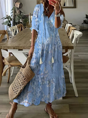 Vestito Lungo Estivo con Stampa Boho