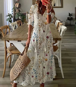 Vestito Lungo Estivo con Stampa Boho