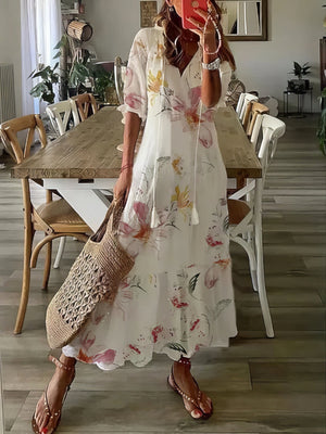 Vestito Lungo Estivo con Stampa Boho